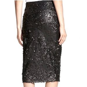 Tildon Black Sequin Holiday Pencil Bodycon Tube Skirt - Size Small
